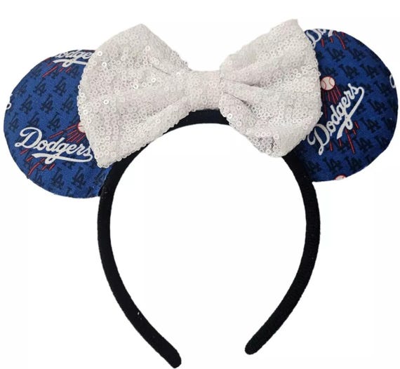 Dodgers inspried Minnie Mouse Ears, Baseball Disney Ears, Baseball Ears, LA Minnie Mouse Ears, Los Angeles Mouse Ears, Mickey Mouse Ears