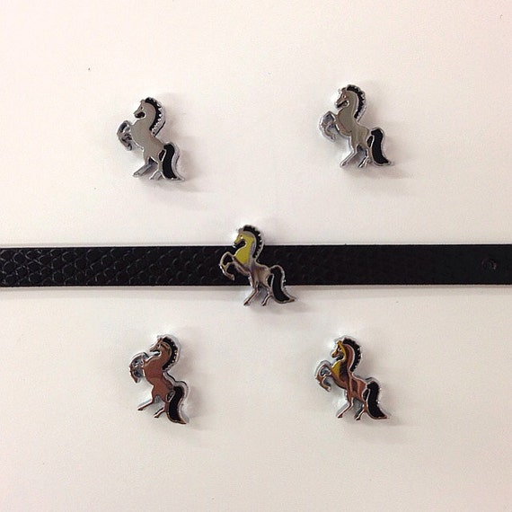 Set of 10pc Horse Slide Charm Fits 8mm Wristband for Jewelry / Crafting