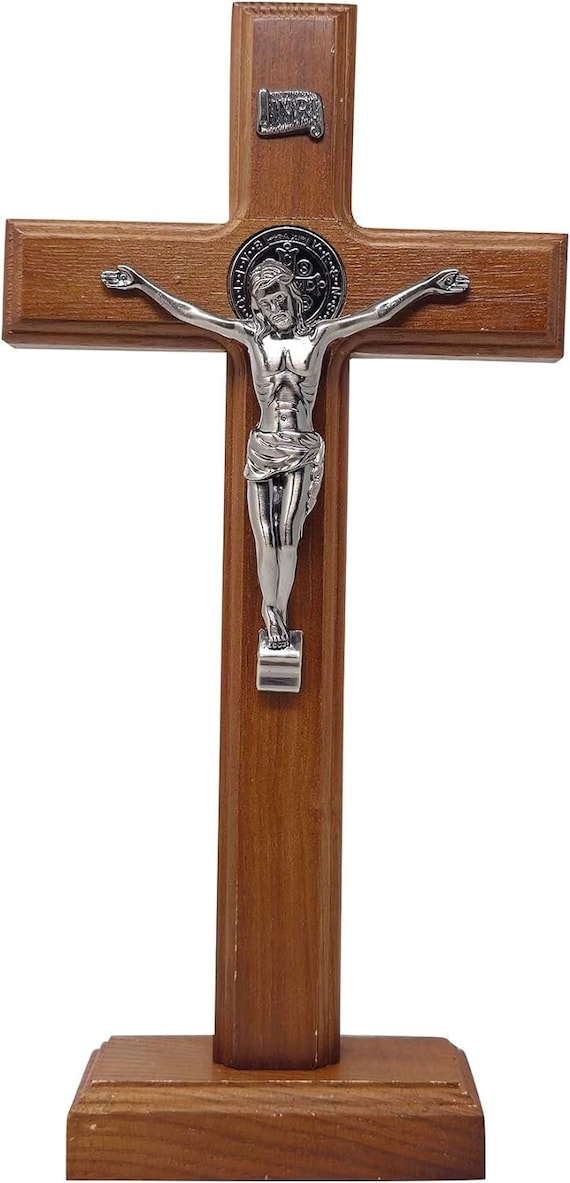 Crucifix Wall Cross–Saint Benedict Metal Wall Art–Cross Give Blessing –Crucifix Gift for wall living room display choice 8"x12"x16"