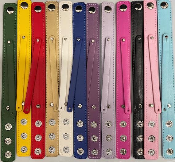 Your Choice New Faux Leather Wrist Slide Snap Bracelet / Bangle Style / DIY - Fits 8mm Letters and Charms / Wholesale Bulk Bracelets