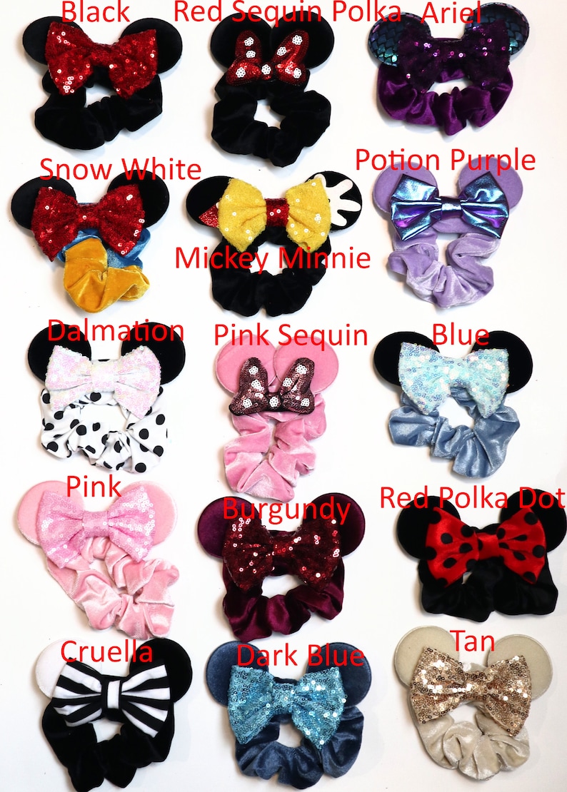CLEARANCE Mickey Mouse Scrunchie, Minnie Mouse Ears, Black Scrunchies, Disney Scrunchies, Hair Tie, Cute Hair Accessories, Messy Bun image 2