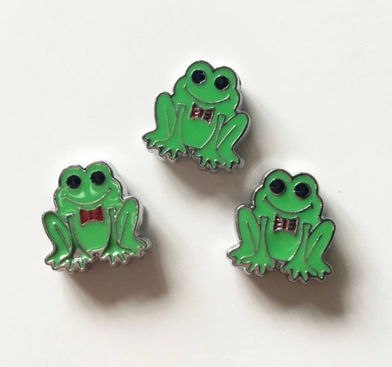 Set of 50pc Green frog good luck  Slide Charm Fits 8mm Wristband for Jewelry / Crafting
