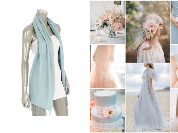 Light blue/mint green / seafoam Pashmina Scarf Shawl / Personalized Initial Shawl / Bridesmaid Shawl / Bridal Wrap / Wedding Shawl /