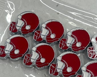 Set of 10 pc red silver white   football helmet slide charm fits 8mm wristband for jewelry /crafting