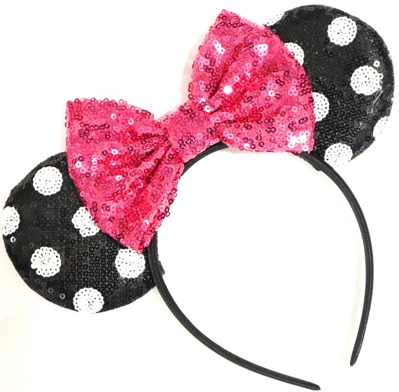 Polka Dot Sequin Mickey minnie mouse ears headband / Minnie Inspired Princess ears / Disney ears headband /Minnie headband/ Disney party