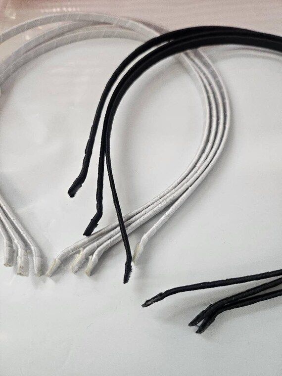 Set di 12 fasce elastiche per capelli sottili in metallo nero, rivestite in tessuto satinato da 5 mm, per realizzare accessori fai da te per ragazze. - Italia
