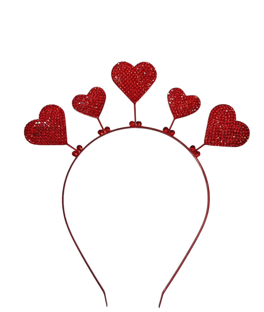 Red Heart Headband Valentine's Day Love Heart Hair Band Rhinestone Red ...