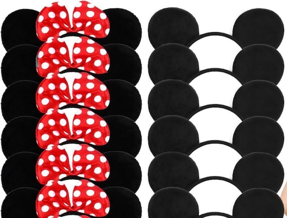 Set of 12 Mickey Minnie Ears / Mickey Minnie Headband / Halloween ears/ birthday Headband/cheerleader Mickey minnie party favor