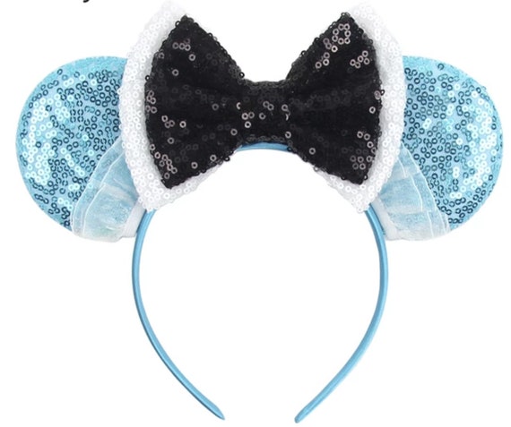 Alice in wonderland Minnie ears /Alice costume/ Halloween Minnie ears / Halloween at Disney / Alice mouse ears / blue white black Minnie ear