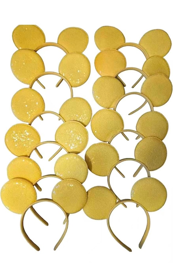Set of 6 /12/24 Wholesale bulk yellow Mickey Mouse Ears black blue purple Sequin Headband Birthday Party /cheerleader school Mickey ears
