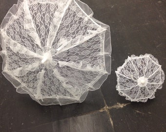 Parapluie en dentelle blanche, décorations de fête pour le thé, fournitures de fête d'anniversaire pour bébé, accessoires de mariage vintage pour demoiselles d'honneur de 20 à 24 pouces