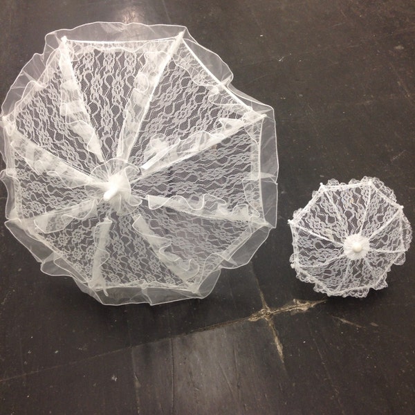 Parapluie en dentelle blanche, décorations de fête pour le thé, fournitures de fête d'anniversaire pour bébé, accessoires de mariage vintage pour demoiselles d'honneur de 20 à 24 pouces