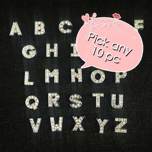 10 Imitate Diamond Rhinestone Slider Charm Uppercase Letter Alphabet for  Decorate Slider Bracelet Wristband Alphabet Beads Letter Charms 8mm 