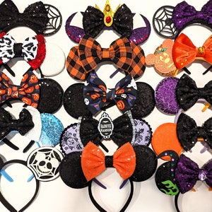 Halloween Minnie Mouse-oren, cosplay schurken Mickey Minnie-oren, muisoren hoofdband voor man, paarse pailletten oren voor Halloween-kostuum