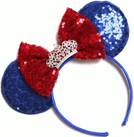Snow White Minnie  Ears, America Mickey Ears, Snow White Princess Ears, Tiara Minnie Ears, Disney Fourth of July Ears/ Red White Blue