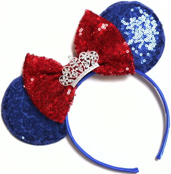 Snow White Minnie  Ears, America Mickey Ears, Snow White Princess Ears, Tiara Minnie Ears, Disney Fourth of July Ears/ Red White Blue