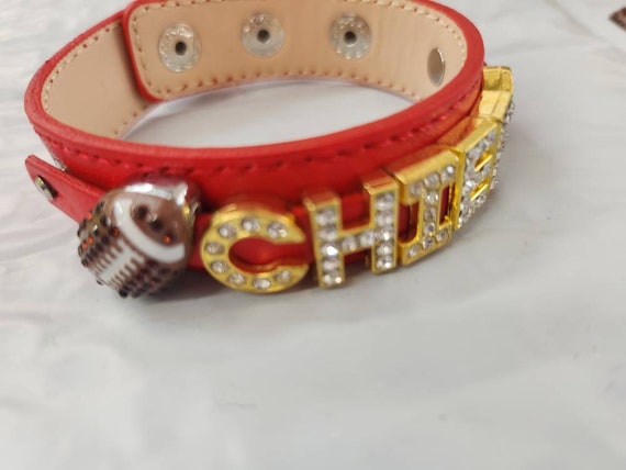 Rhinestone Football Bracelet /  or personized your own football team or name bracelet /