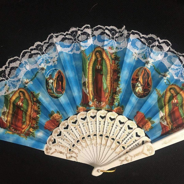 Vintage Inspired Lady of Guadalupe Virgin or Saint Jude Folding Fan for Church Party /Baptism Favor /Table Setting /Religious hand fan