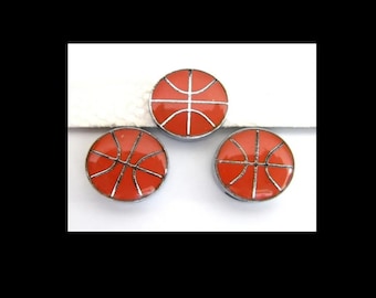 Set of 10pc Basketball Slide Charm - Fits 8mm Wristband for Jewelry / Crafting