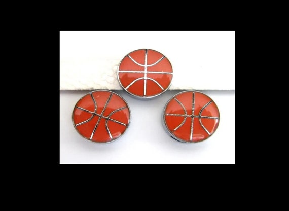 Set of 10pc Basketball Slide Charm - Fits 8mm Wristband for Jewelry / Crafting