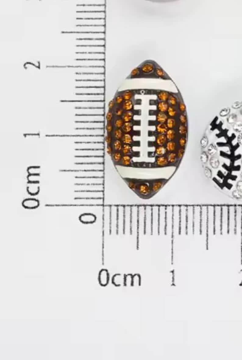 Set of 2pc Rhinestone Sports Football Charm Fits 8mm Wristband ...