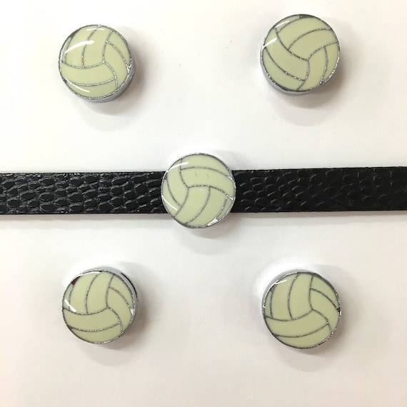 Set of 50 pc volleyball slide charm fits 8mm wristband for jewelry /crafting