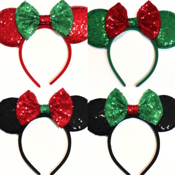 Christmas Mouse Ears, Holiday Mouse Ears, Red Green Mouse Ears, Rose Gold Mouse Ears, Winter Mouse Ears, New Years Eve Mouse Ears