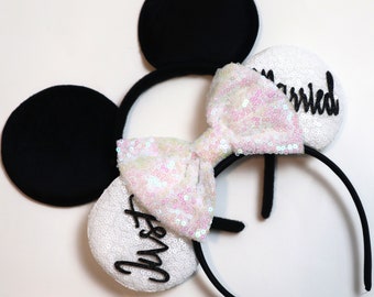 Wedding Bride Minnie Mouse Ears, Wedding Mickey Ears, Wedding Minnie Ears, Bride Mickey Ears,, Bachelorette Party Mouse Ears, Disney Ears