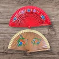Spanish wood fan/ Vintage wood bling personalized date fan for vintage wedding party decor /personalized name fan/table wall setting