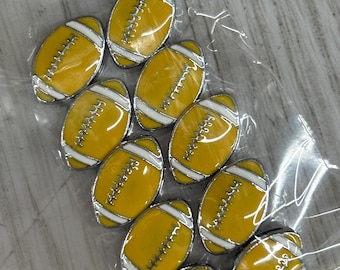 Set of 10pc yellow Football Slide Charm - Fits 8mm Wristband for Jewelry / Crafting