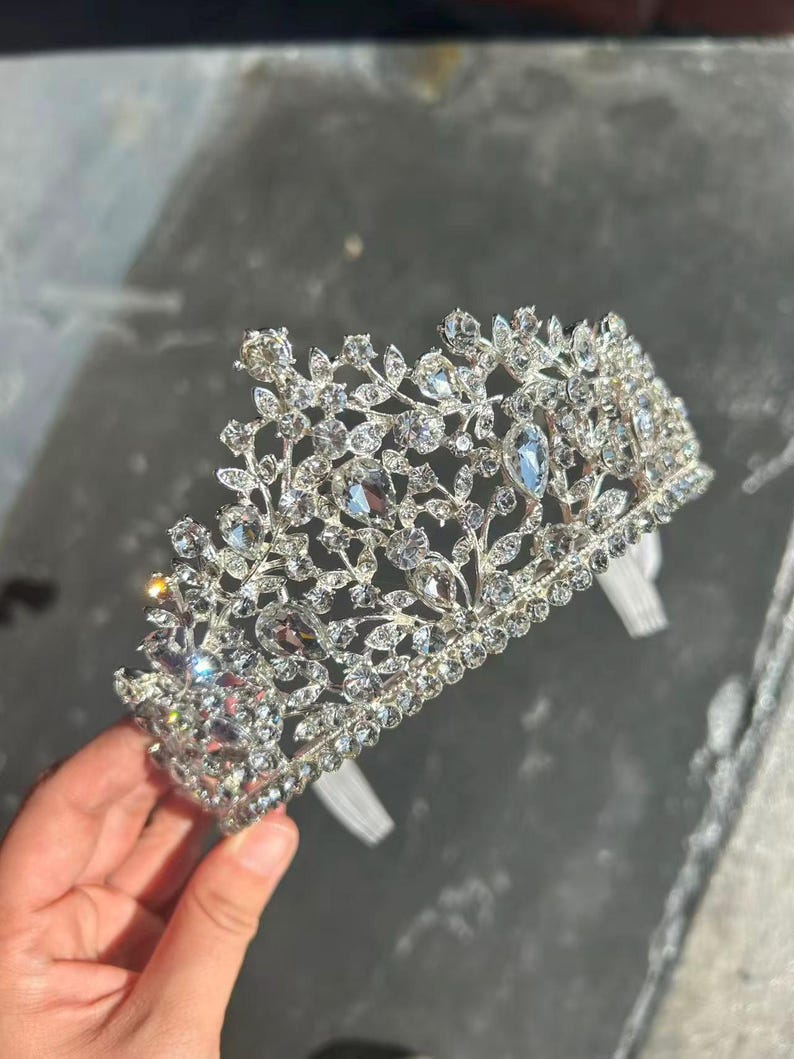 Silver Gold rose gold Crystal Rhinestone Happy Birthday Tiara Crown Comb for Cake Topper / 21st 30th 40th 50th wedding birthday tiara crown Silver tiara
