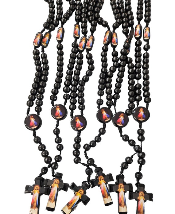 12 x black wood rosary  Funeral Favors Rosaries Recuerdos Para Funeral Rosarios De Madera/memorial condolence.Recuerdos memorials