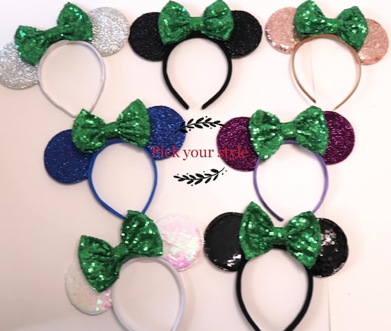 Green Minnie Mouse Ears, st patricks minnie green Ears, Green Minnie Ears Headband, Green Wedding Minnie Ears, Green Mickey Ears,