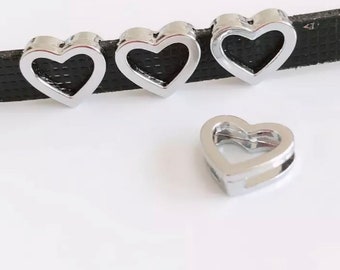 Lot de 10 breloques en forme de coeur en argent massif pour bracelets de 8 mm / travaux manuels / projets de bricolage