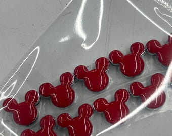 Set of 10pc red Mouse Ears / Disney Ears Slide Charm fits 8mm Wristband for Jewelry / Crafting
