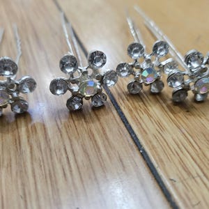 Set of 6 Rhinestone Faux Pearl Hair Pin use for Wedding Bouquet, Flower Embellishment, Wedding Favor, Bridal Hair Pin 28mm, Hair Jewelry
