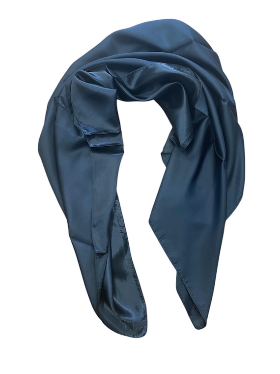 Black Large Square Satin Head Scarf - Silk Hair Scarf Square Hair Bandanas Large Scarf Sleeping Head Wraps for woman  /35" x 35
