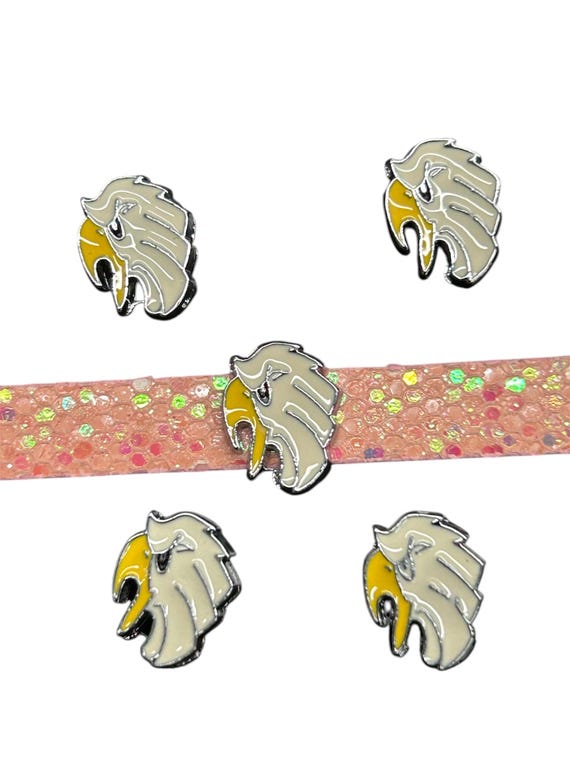 Set of 10pc Eagle Horse Slide Charm Fits 8mm Wristband for Jewelry / Crafting