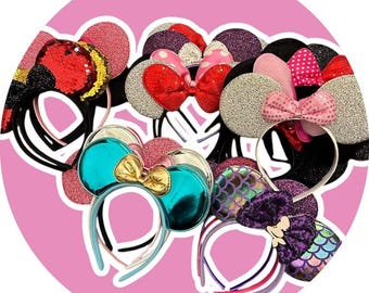 Assorted Sequin & Themed Mouse Ear Headbands - Colorful Collection Amusement Park Themed Bow Headbands – Deluxe Sequin Mickey  main image 4