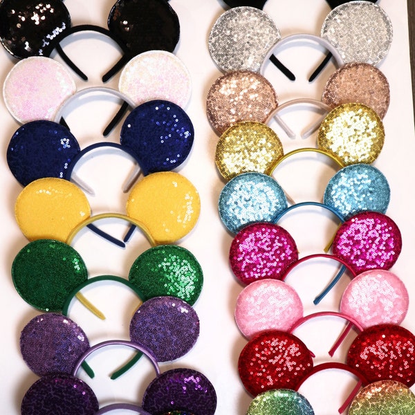 Mickey Minnie Mouse-hoofdband met oren / zwart/zilver/Mickey-oren zonder strik diy Minnie / oren voor jongen / Bulk Mickey-oren feestartikelen/