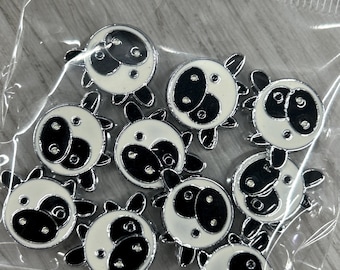 Set of 10pc black white cow milk moo charms Animal Paws Slide Charm Fits 8mm Wristband for Jewelry / Crafting