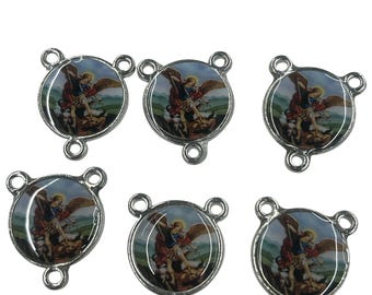 12pc Rosary Centerpiece Making Supplies Picture  St. Michael the Archangel Alloy Oval Michael the archangel Charms Pendant 21mm
