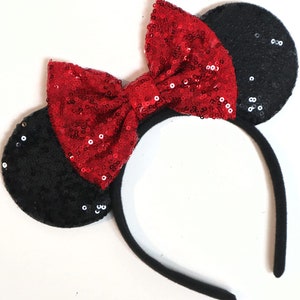 Rose Gold Sequin Mickey Minnie Ears / Rose Gold Minnie Mouse Ears / Silver Rose Gold / Rose Gold Headband / Cheerleading Worlds image 3