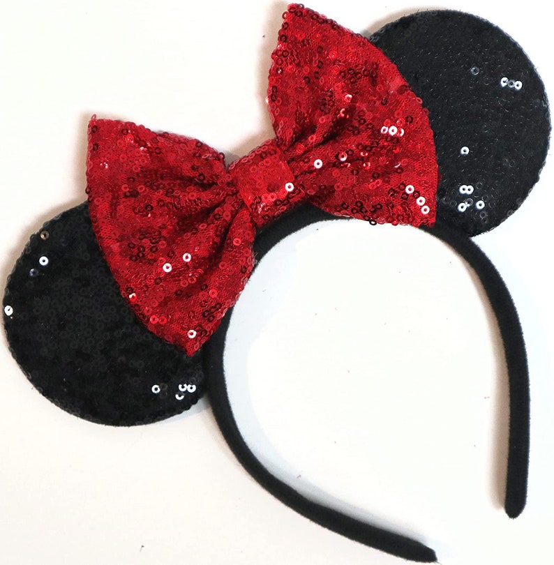 Rose Gold Sequin Mickey Minnie Ears / Rose Gold Minnie Mouse Ears / Silver Rose Gold / Rose Gold Headband / Cheerleading Worlds image 3