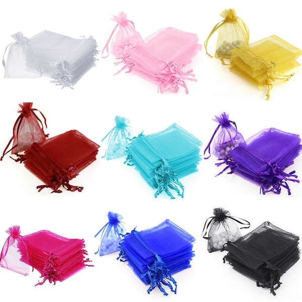 Set of 12 organza Bag 3"x 4" 4"x5" 5"x7" 6"x9" Wedding Favor Bags, Party Favor Bags, Bags Jewelry Candy Packing Pouch Drawstring Bag
