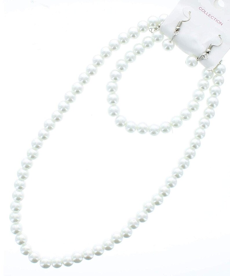 Faux Pearl Necklace Set Ivory Pearl Necklace Classic Bridal Etsy