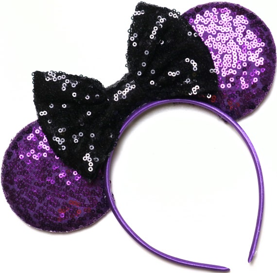 Nightmare Before Christmas Minnie Mouse Ears, Holiday Mickey Ears, Christmas Minnie Ear, Jack Sally Ears, Disney Ears, Purple Halloween Ears