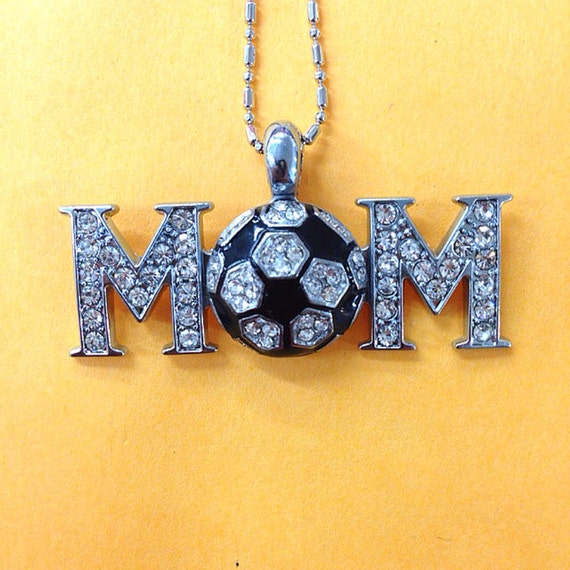Rhinestone Soccer Mom Necklace Finding / Bling Soccer Mom Pendant  / Gift for Her / Gift Under Ten
