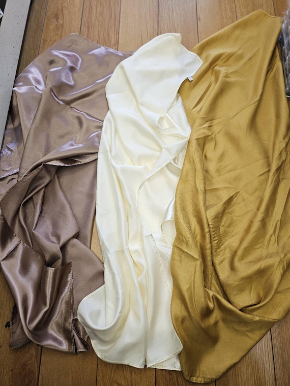 Brown gold white red purple Large Square Satin Head Scarf - Silk Hair Scarf Square Hair Bandanas Large Scarf Sleeping Head Wraps for woman