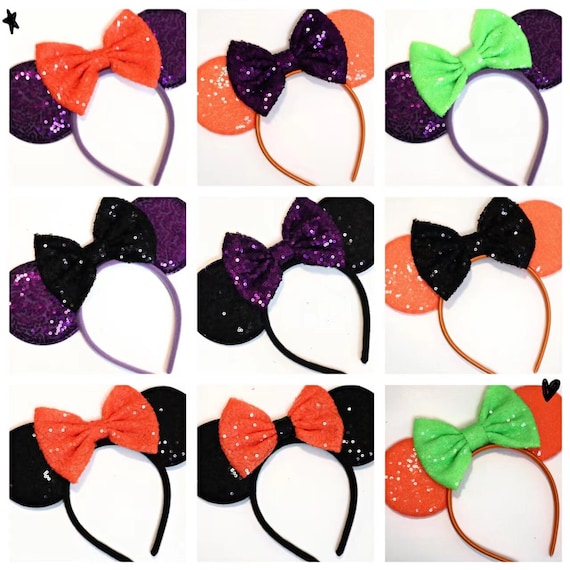 Halloween Mickey Minnie Mouse Sequin Ears Orange Black Purple Mouse Sequin Halloween Ears Orange mouse Ears / Not so Scary Mouse Ears
